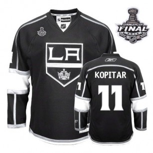 Reebok Los Angeles Kings #11 Anze Kopitar Authentic Black Home With 2014 Stanley Cup Finals Jersey For Sale Size 48/M|50/L|52/XL|54/XXL|56/XXXL