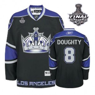Reebok Los Angeles Kings #8 Drew Doughty Black Third Authentic With 2014 Stanley Cup Finals Jersey  For Sale Size 48/M|50/L|52/XL|54/XXL|56/XXXL