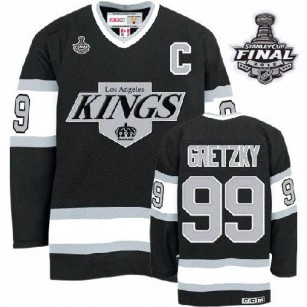 CCM Los Angeles Kings #99 Wayne Gretzky Premier Black Throwback With 2014 Stanley Cup Finals Jersey For Sale Size 48/M|50/L|52/XL|54/XXL|56/XXXL