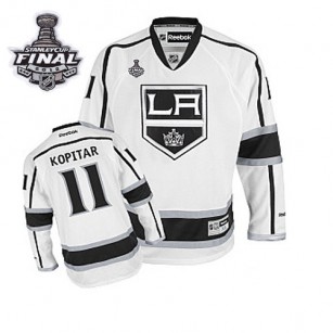 Reebok Los Angeles Kings #11 Anze Kopitar White Road Authentic With 2014 Stanley Cup Finals Jersey  For Sale Size 48/M|50/L|52/XL|54/XXL|56/XXXL
