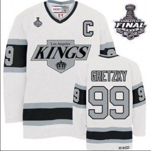 CCM Los Angeles Kings #99 Wayne Gretzky Authentic White Throwback With 2014 Stanley Cup Finals Jersey For Sale Size 48/M|50/L|52/XL|54/XXL|56/XXXL