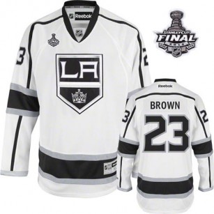 Reebok Los Angeles Kings #23 Dustin Brown White Road Premier With 2014 Stanley Cup Jersey  For Sale Size 48/M|50/L|52/XL|54/XXL|56/XXXL