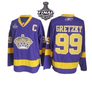 Reebok Los Angeles Kings #99 Wayne Gretzky Purple Premier With 2014 Stanley Cup Jersey  For Sale Size 48/M|50/L|52/XL|54/XXL|56/XXXL
