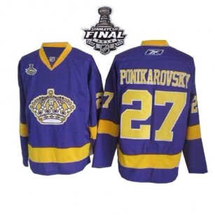 Reebok Los Angeles Kings #27 Alexei Ponikarovsky Purple Authentic With 2014 Stanley Cup Jersey  For Sale Size 48/M|50/L|52/XL|54/XXL|56/XXXL