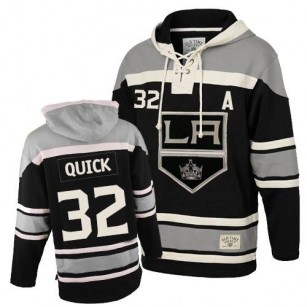 Youth Old Time Hockey Los Angeles Kings #32 Jonathan Quick Black Authentic Sawyer Hooded Sweatshirt Jersey Cheap Online S|M|L|XLLarge