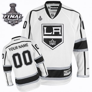 Reebok Los Angeles Kings Customized White Road Authentic With 2014 Stanley Cup Finals Jersey For Sale Size 48/M|50/L|52/XL|54/XXL|56/XXXL