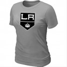 Los Angeles Kings Team Logo Light Grey Women T-Shirt Jersey Cheap For Sale