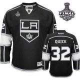 Reebok Los Angeles Kings #32 Jonathan Quick Black Home Authentic With 2014 Stanley Cup Finals Jersey  For Sale Size 48/M|50/L|52/XL|54/XXL|56/XXXL