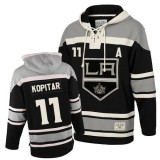 Youth Old Time Hockey Los Angeles Kings #11 Anze Kopitar Black Authentic Sawyer Hooded Sweatshirt Jersey Cheap Online S|M|L|XLLarge