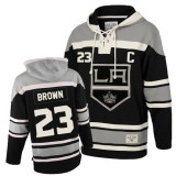 Youth Old Time Hockey Los Angeles Kings #23 Dustin Brown Black Authentic Sawyer Hooded Sweatshirt Jersey Cheap Online S|M|L|XLLarge